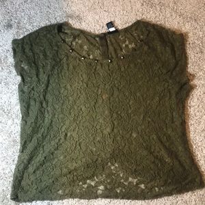 Torrid Army Green lace blouse. Size 2